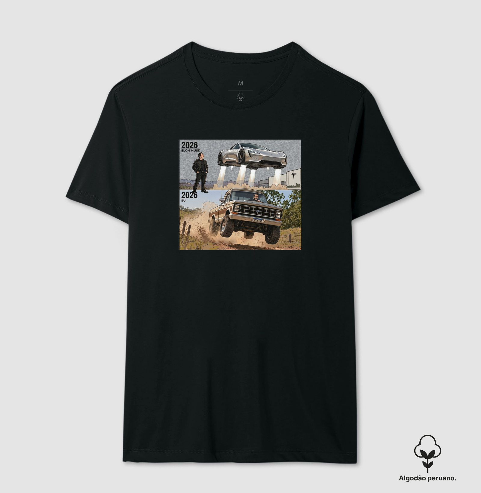 Elon Musk vs Eu - Camiseta Algodão Peruano