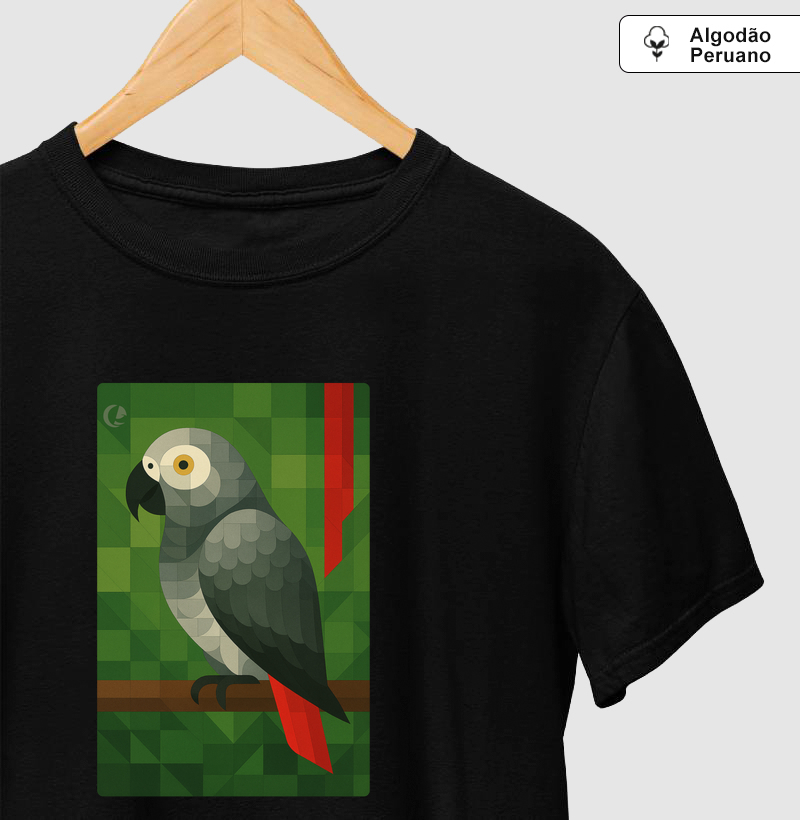 Camiseta Algodão Peruano Papagaio do Congo - Geométrico