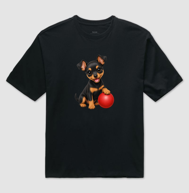 Pinscher Preto - Desenho Animado - Camiseta Oversized