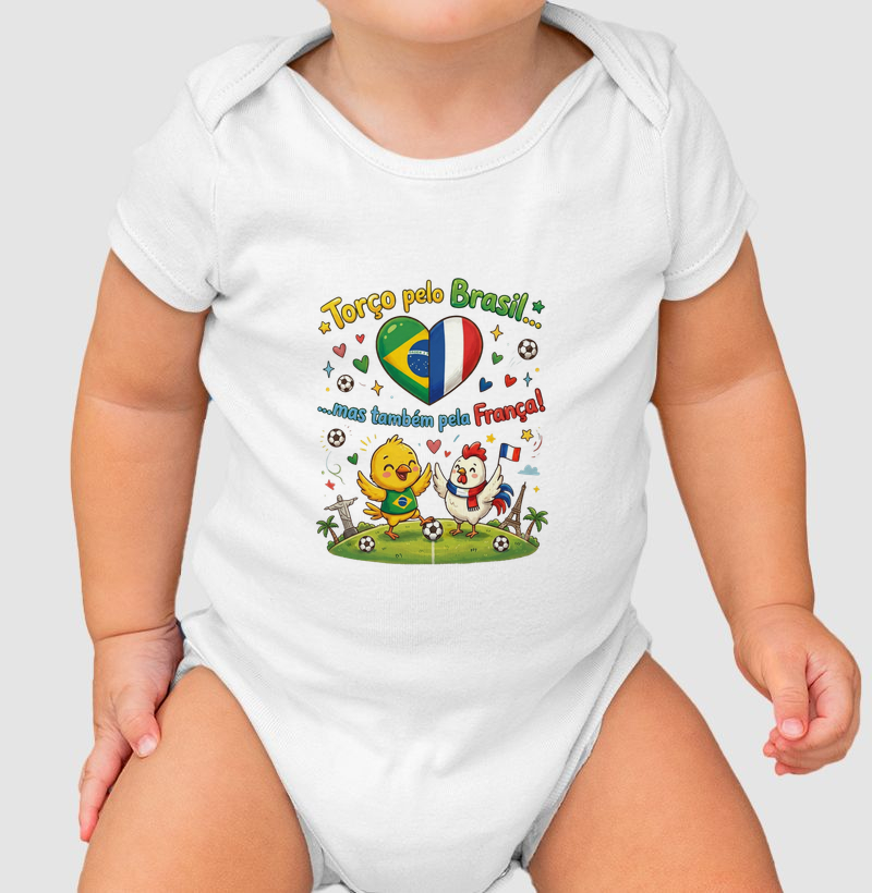 Torço pelo Brasil mas também pela França (body bebê)