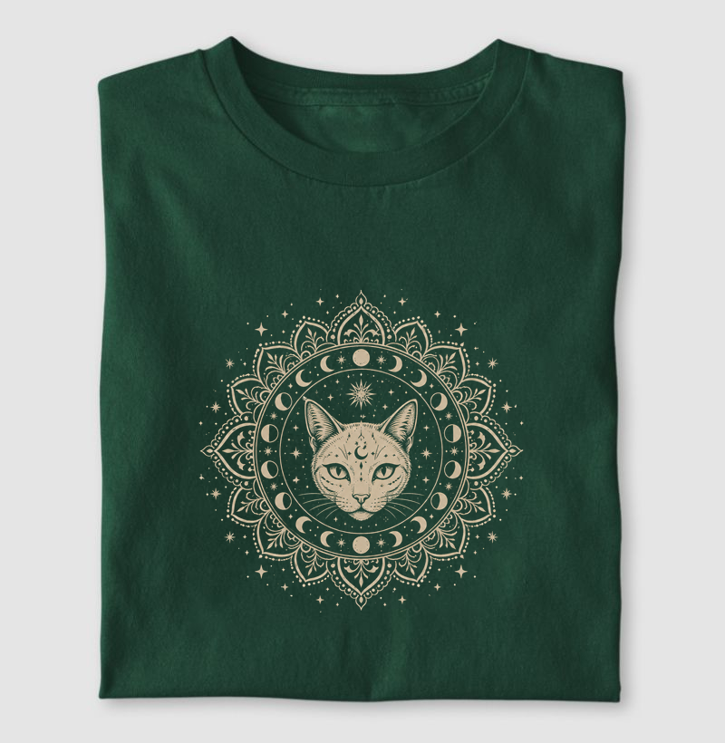 gato místico celestial - mandala fases da lua