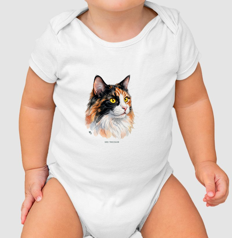 Gatos - SRD Tricolor - Body Infantil - Body Infantil