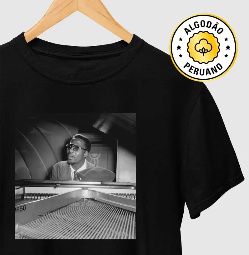 Thelonious Monk e piano, 1947, Minton’s - Camiseta Algodão Peruano