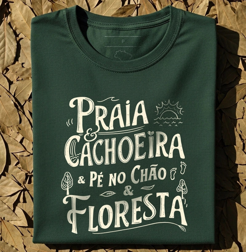 Praia & cachoeira & pé no chão & floresta 