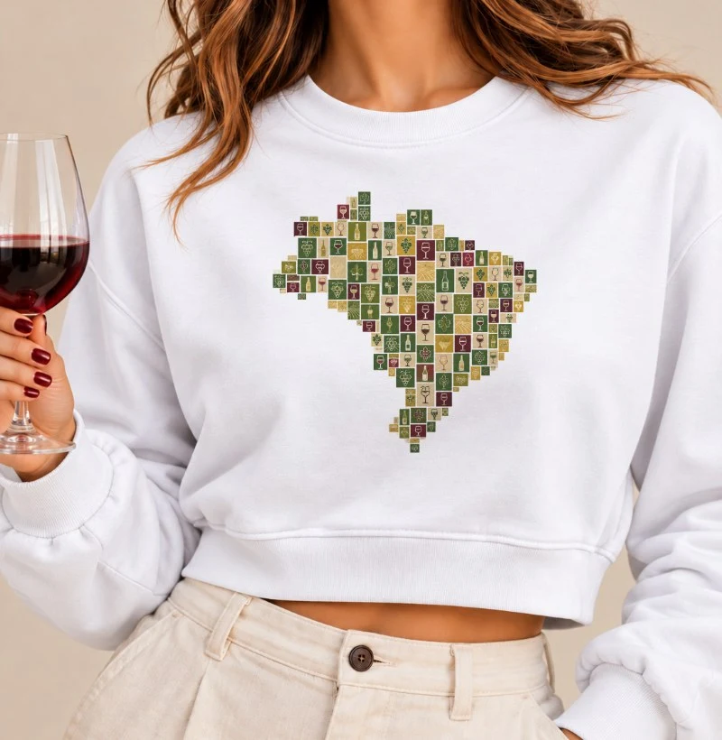Moletom Cropped "Brasil, Terra dos Vinhos" - Cropped Moletom