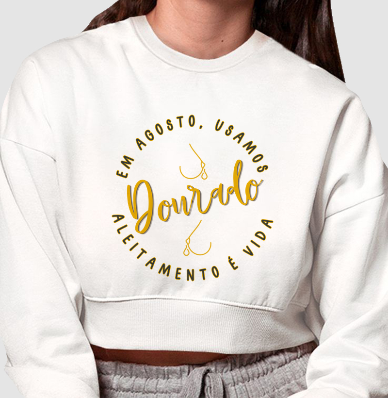 Em Agosto, Usamos Dourado Moleton Cropped - Aleitamento é Vida