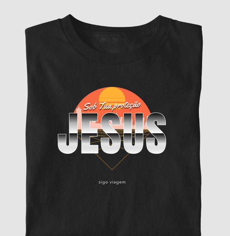 Camiseta Cristã Sobre Tua Proteção Jesus | Milagree