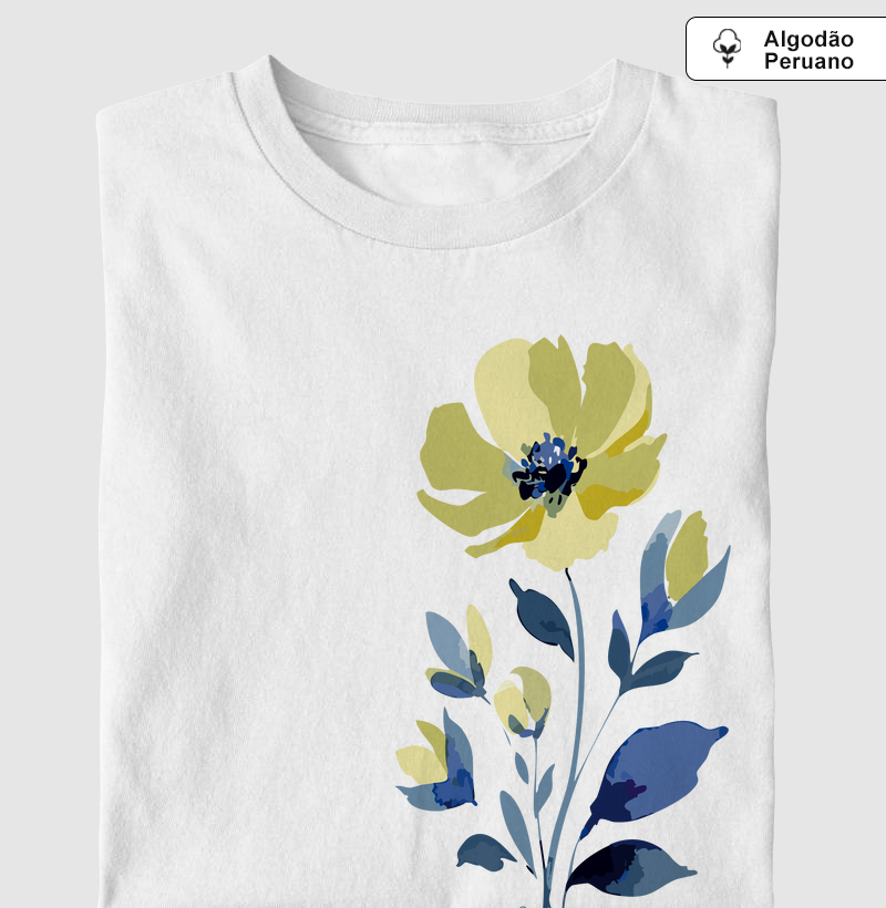 Flor Amarela 03 - Algodão Peruano
