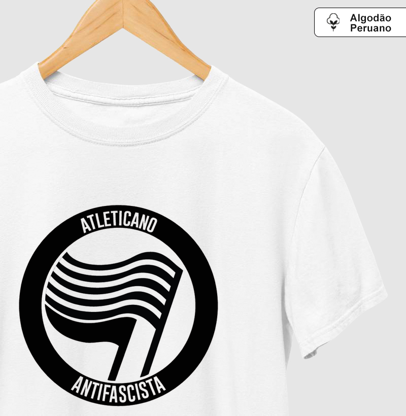 ATLETICANO ANTIFASCISTA - Camiseta Algodão Peruano