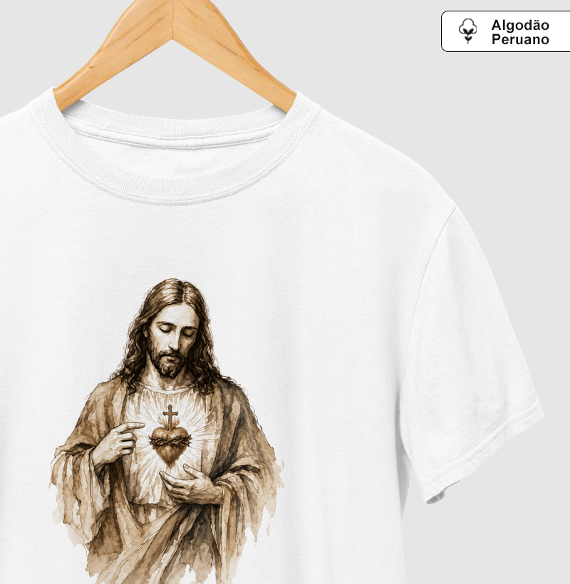 Camiseta Algodão Peruano Sagrado Coração de Jesus