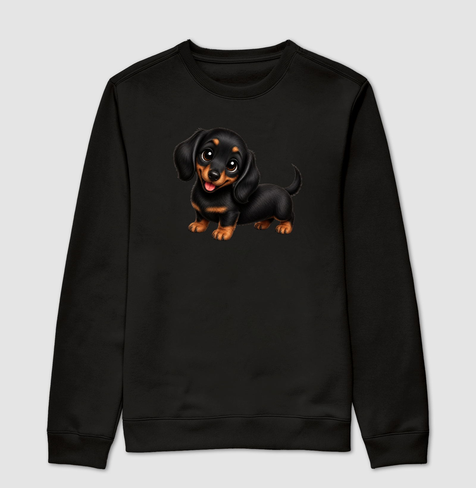 Dachshund Preto - Desenho Animado - Suéter Moletom