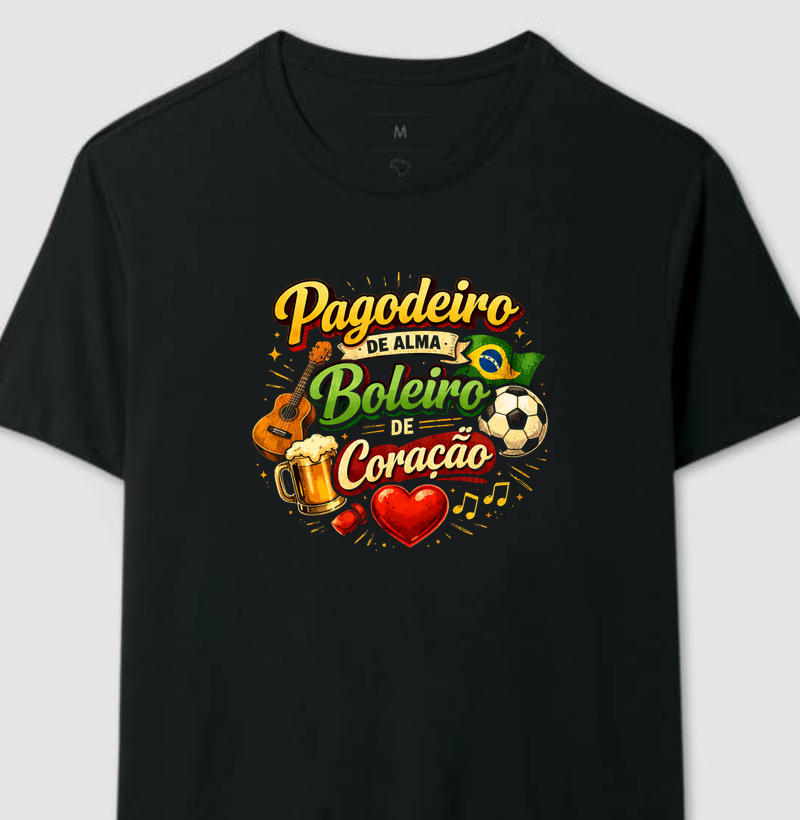 camiseta pagodeiro de alma, boleiro de coração