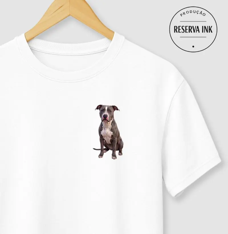 Pitbull Cinza e Branco Minimalista