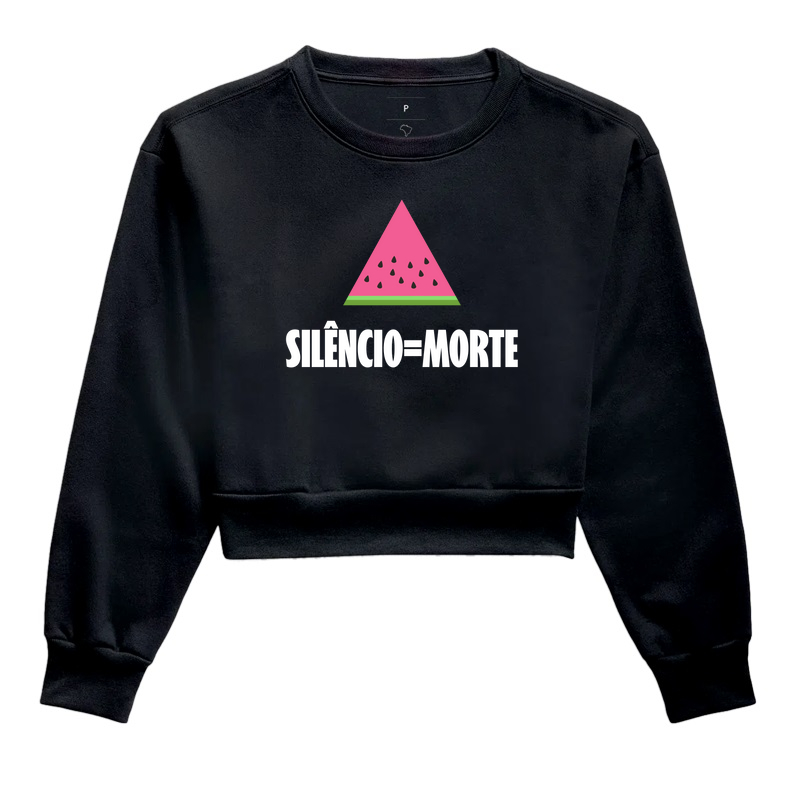 Silêncio = Morte | Palestina - Cropped Moletom