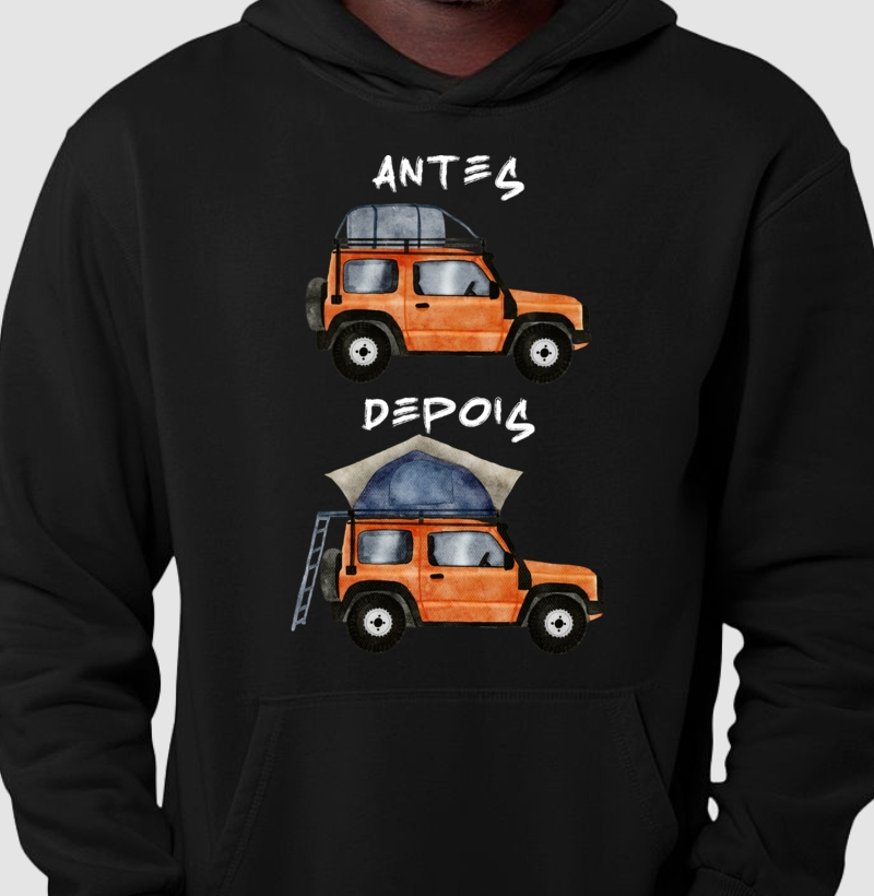 Carro com Barraca de Teto Antes e Depois