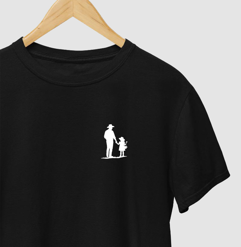 Camiseta dia dos pais - Pai e filha silhueta - Algodão 30.1 