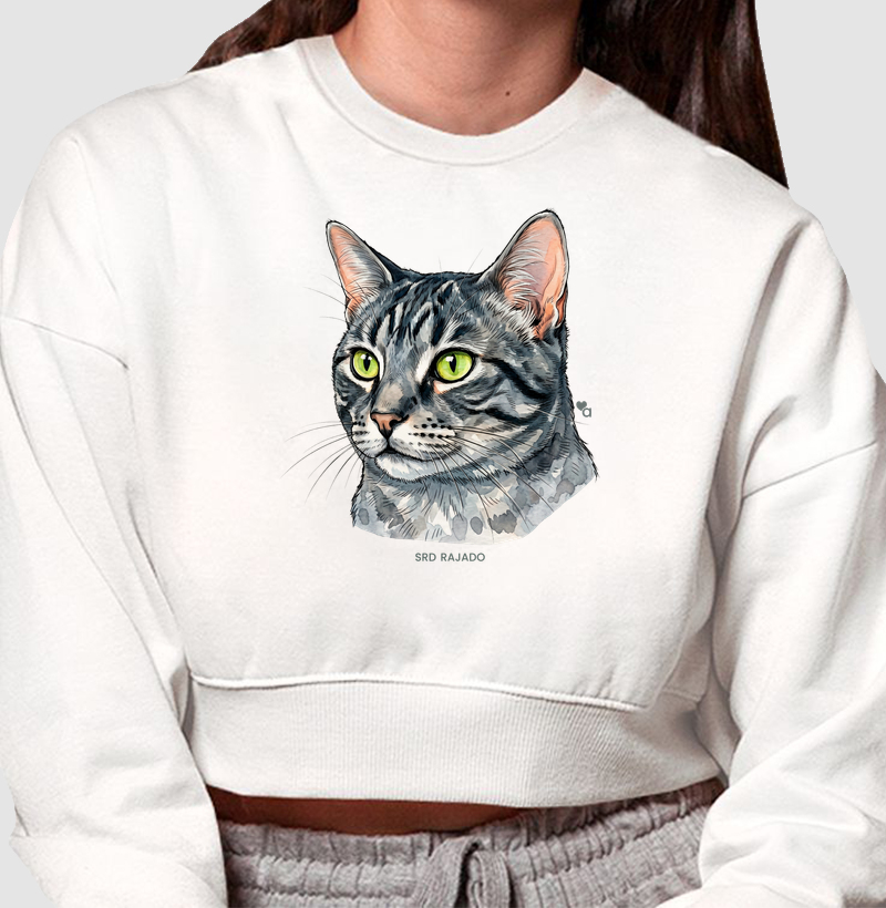 Gatos - SRD Rajado - Moletom Cropped