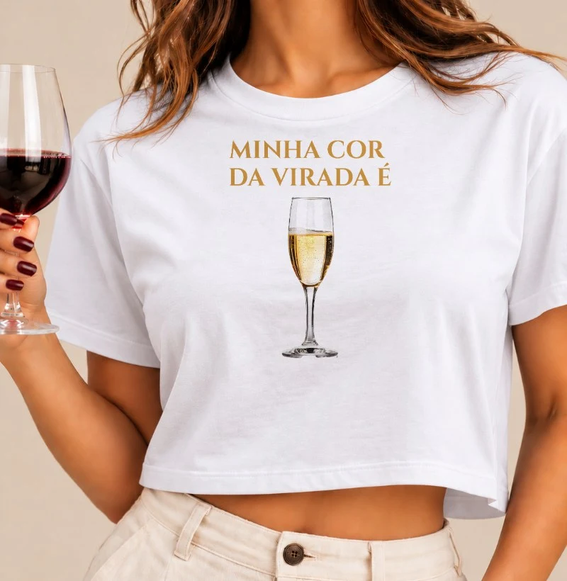 Camiseta Cropped Cor da Virada - Champagne - Cropped