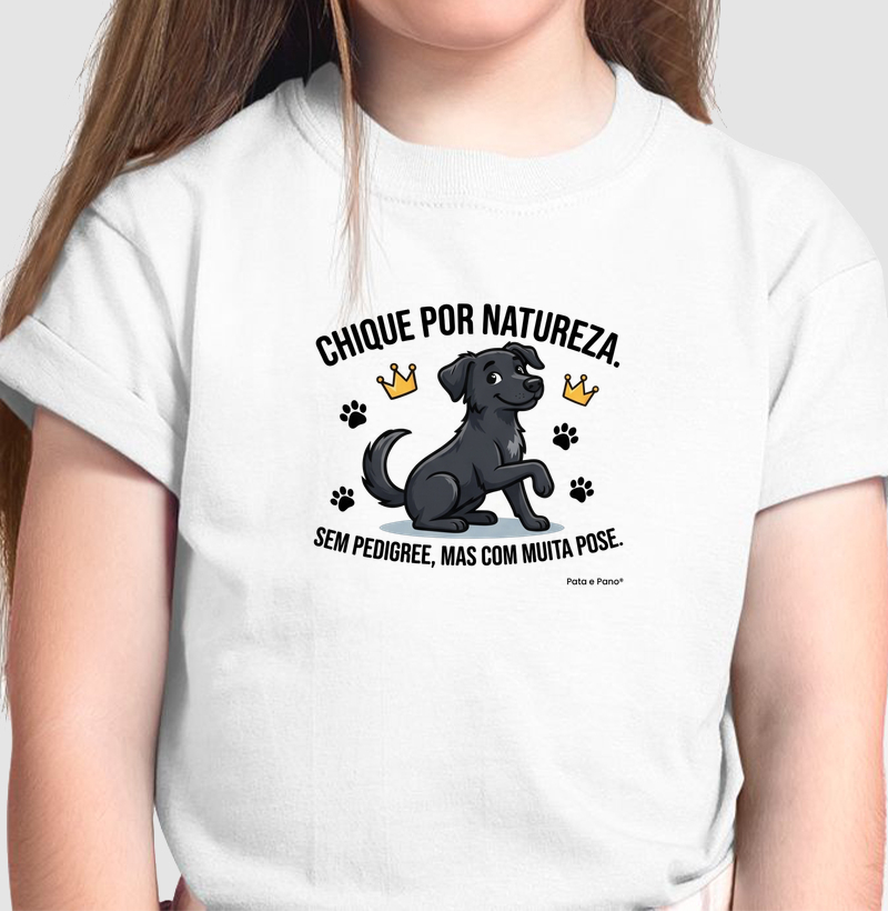 CAMISETA INFANTIL VIRA-LATA PRETO CHIQUE
