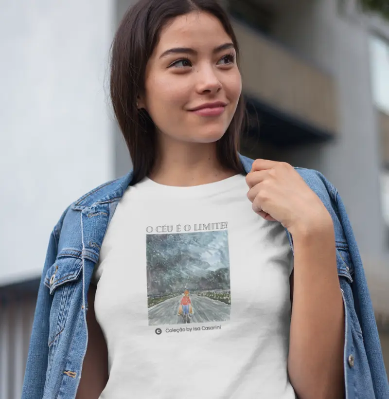 Camiseta Adulto Branca o céu é o limite by Julia Malc 