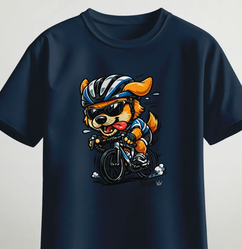 Cachorro radical pedalando