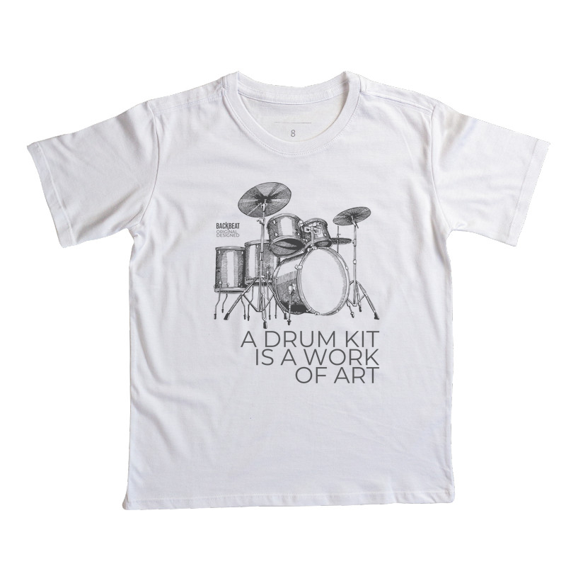 Camiseta Kids A Drum Kit Is a Work Of Art - Branca