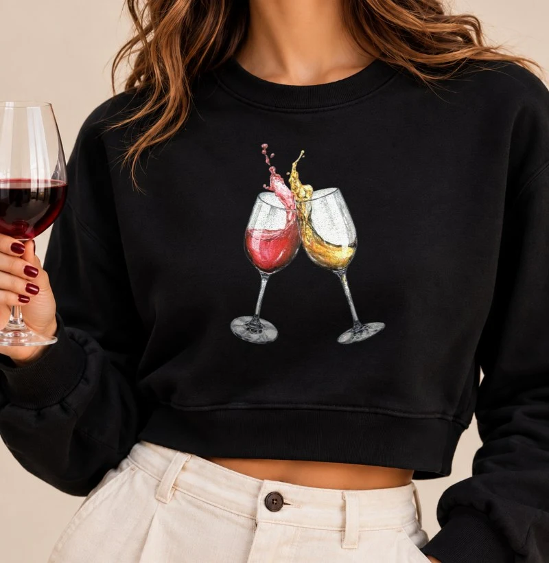 Camiseta Branco ou Tinto - Cropped Moletom