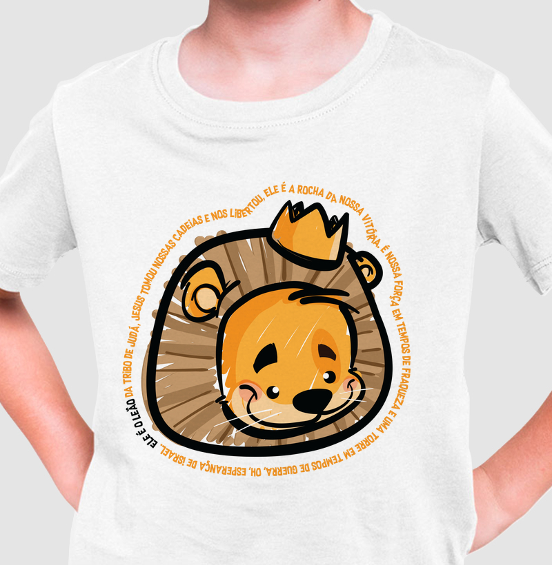 Camiseta Infantil Cristã Leão de Judá Ilustrado