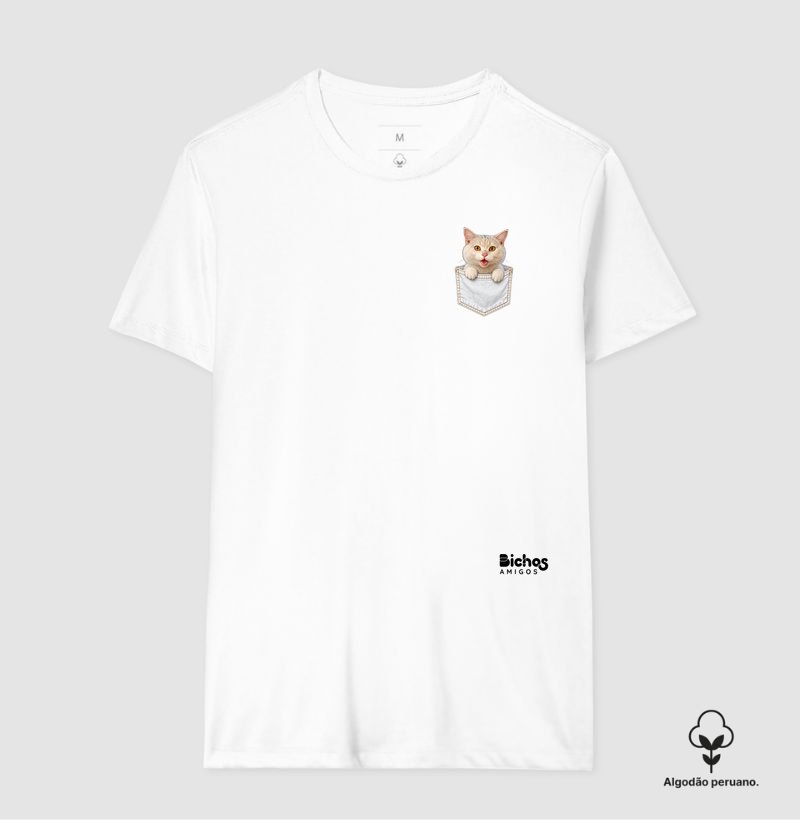 Gato de Bolso - Camiseta Algodão Peruano