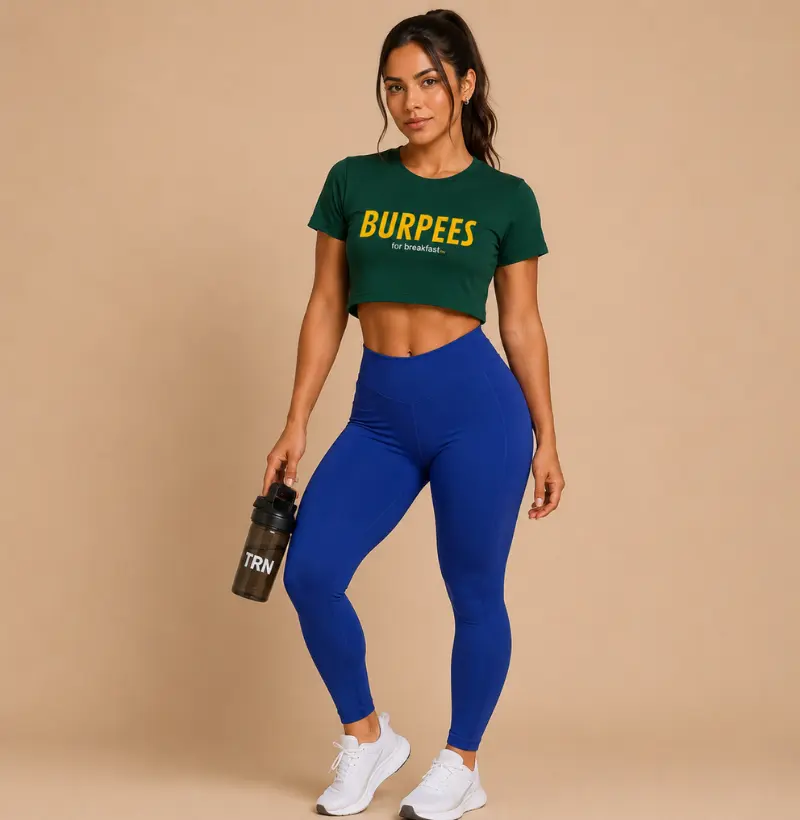 CROPPED CROSSFIT - BURPEES FOR BREAKFAST - LOGO TRENO