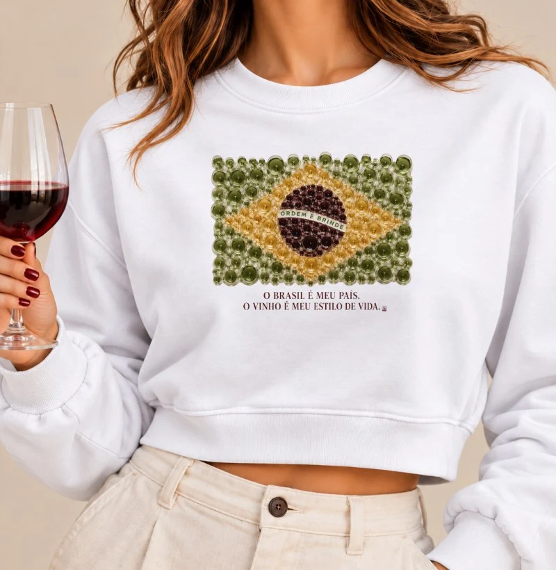 Moletom Cropped Vinho - Brasil em Taças - Cropped Moletom