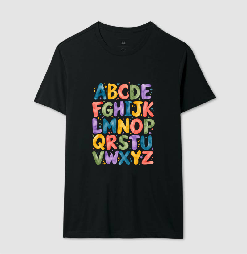 Camiseta Alfabeto em Cores - Camiseta