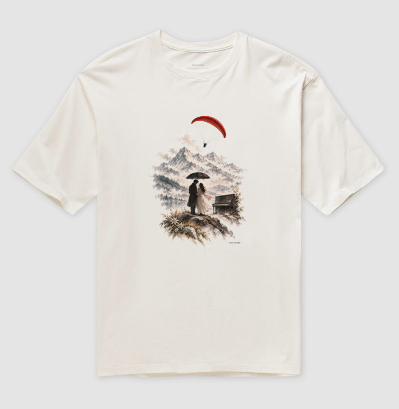Camiseta Oversized - Piano, parapente e Suiça - 3