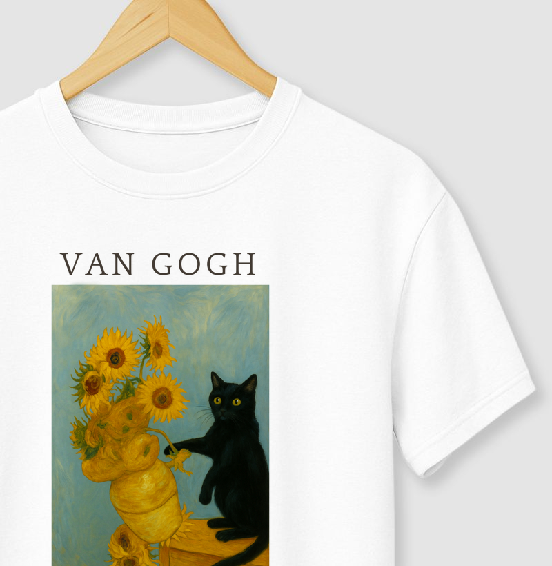Sunflowers & Gato – Van Gogh Reimaginado