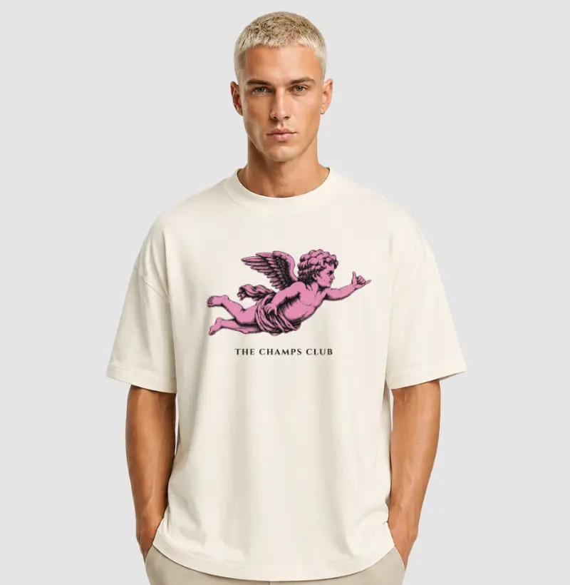 Camiseta Oversized Off-White Vintage Pink Angel