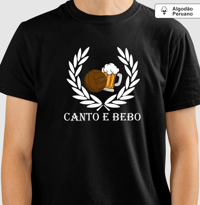 Camiseta Canto e Bebo - Algodão Peruano - Preta e Azul 