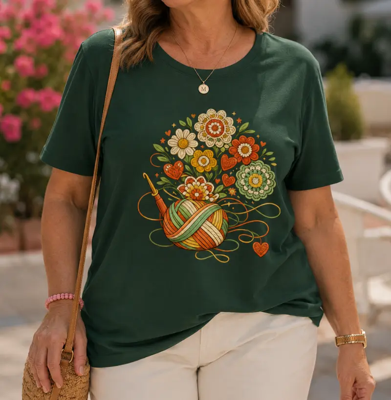 Camiseta Crochê Florido Divertida