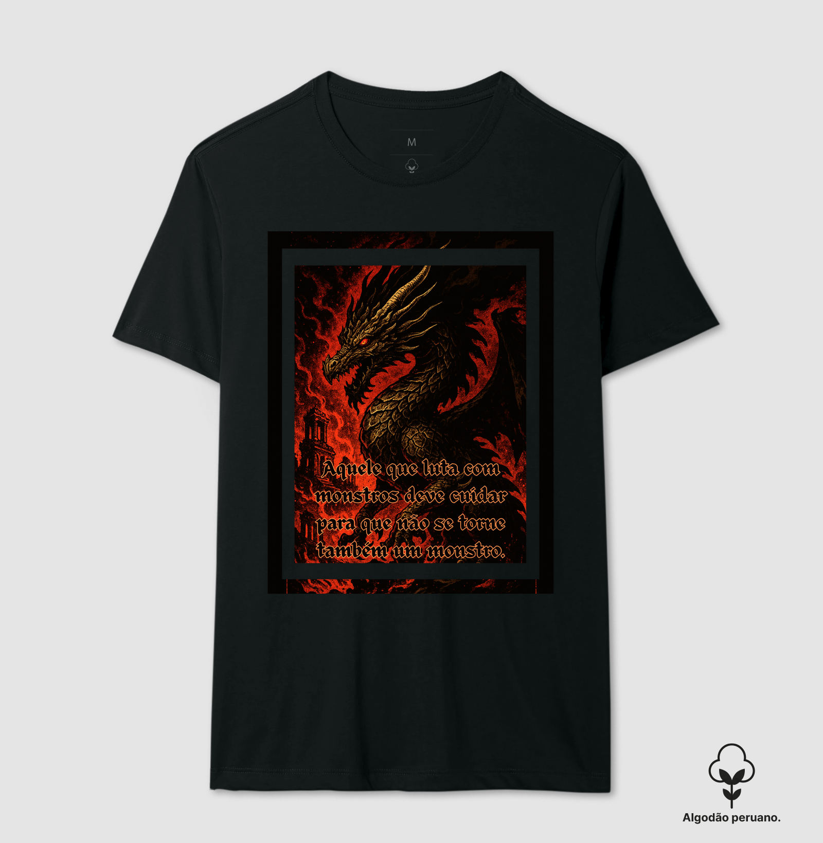 "Olhos do Abismo" – Camiseta Estampa Dragão & Nietzsche