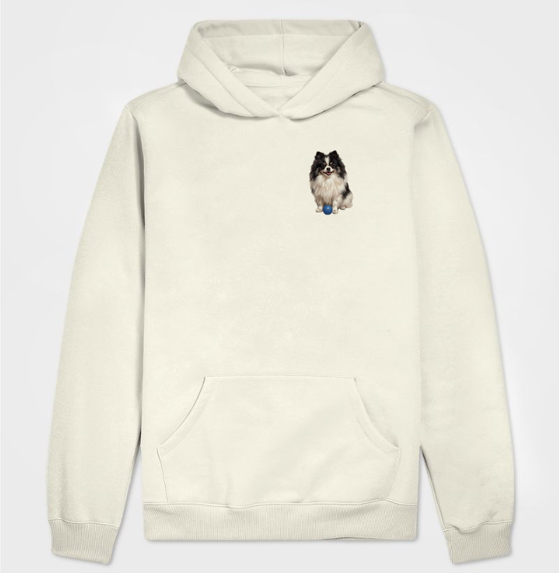 Pomerânia Preta e Branca (Spitz Alemão) - Hoodie Moletom