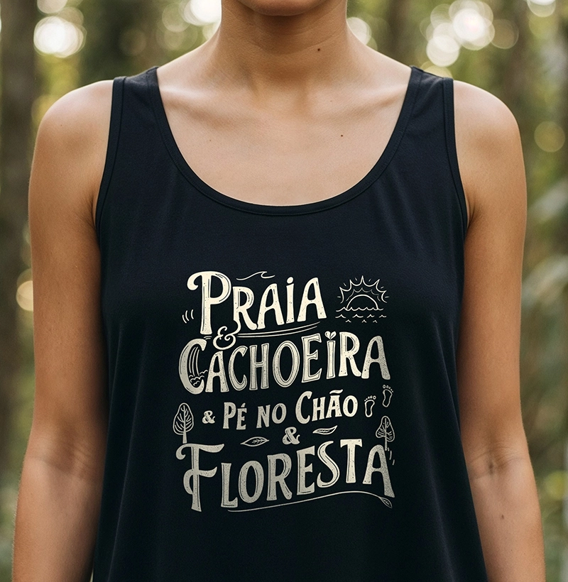 Praia & cachoeira & pé no chão & floresta 