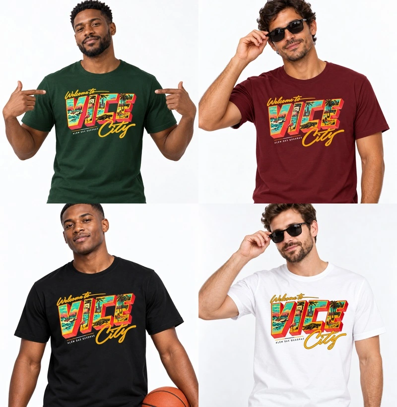 Camiseta Welcome to Vice City — Premium Fio 30.1 | ADQ