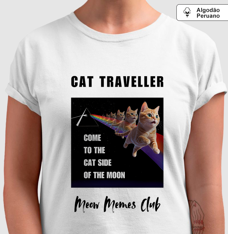 Camiseta, Algodão Peruano, CAT TRAVELLER