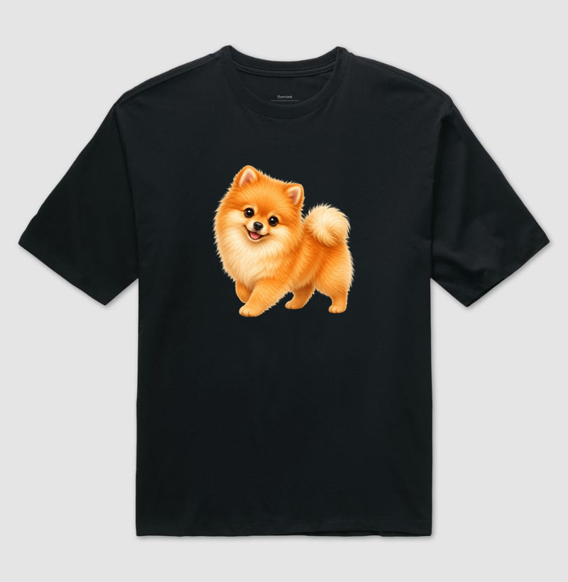 Pomerânia (Spitz Alemão) Laranja - Desenho Animado - Camiseta Oversized