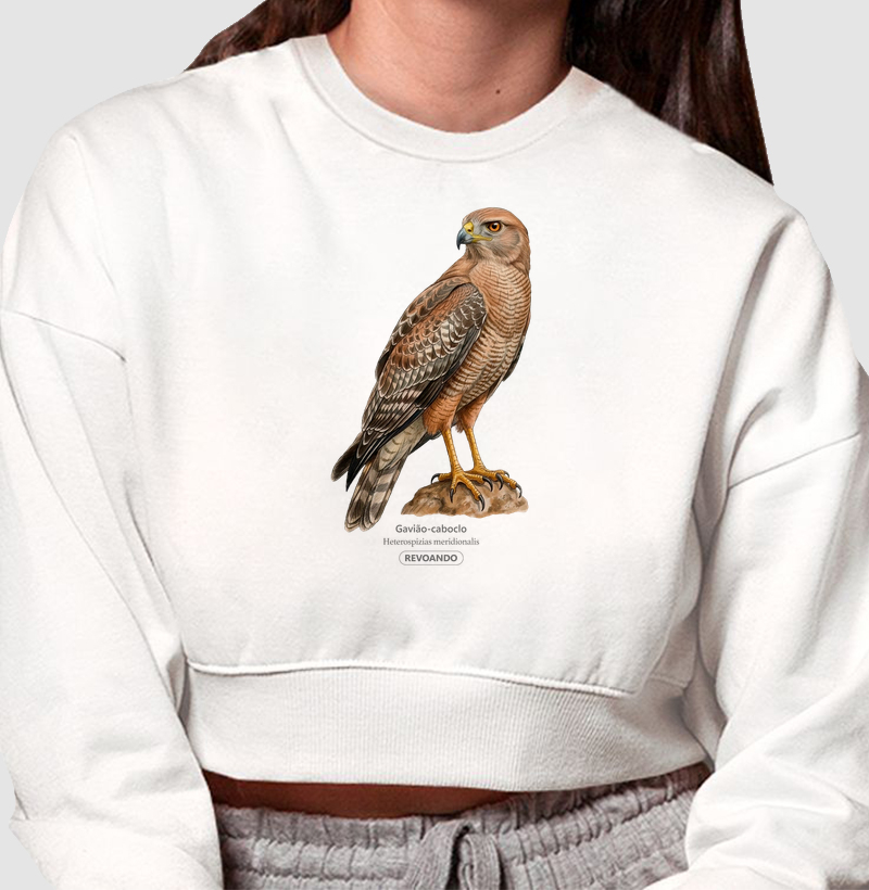 Traços Alados - Gavião-caboclo - Moletom Cropped