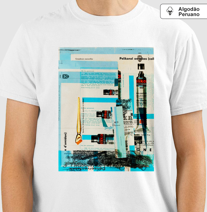 Camiseta Estética Dadaísta Pelikan Papelaria Antiga Algodão Tanguis Nobre