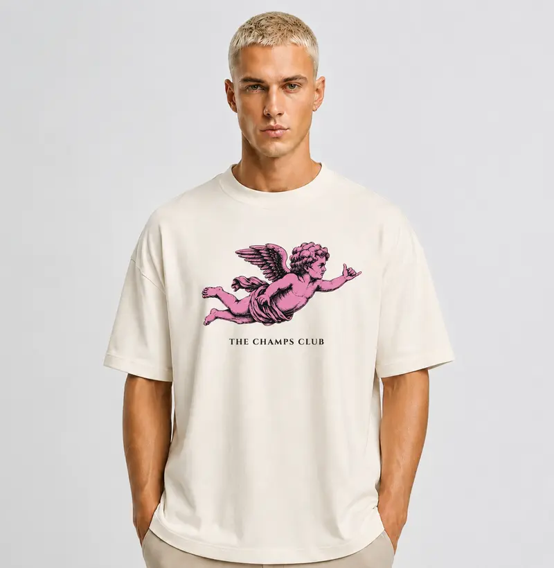 Camiseta Oversized Off-White Vintage Pink Angel