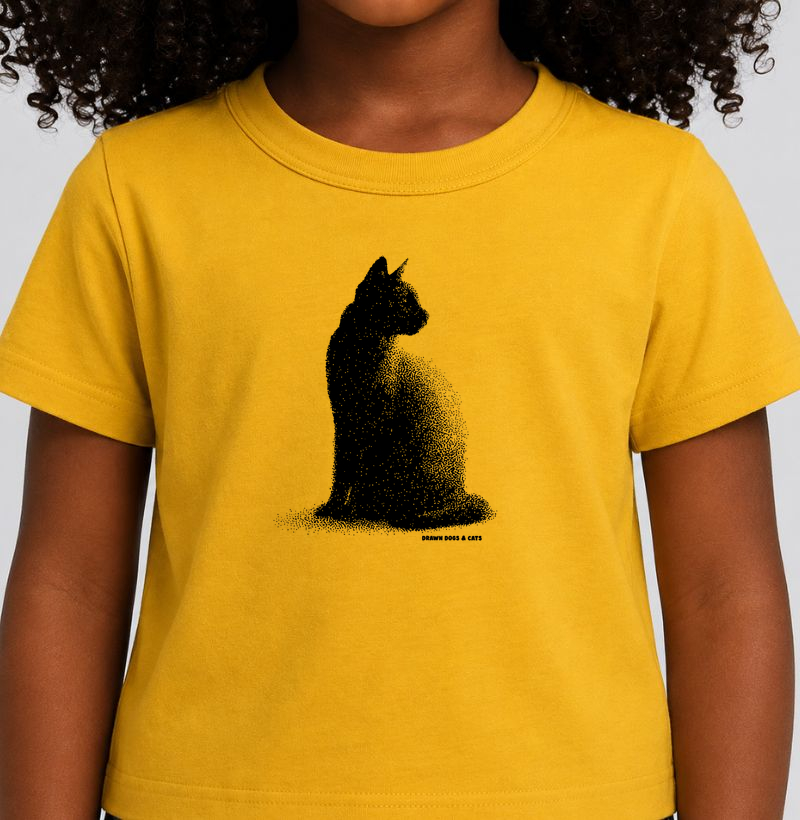 Gato pontilhismo olhando para trás
