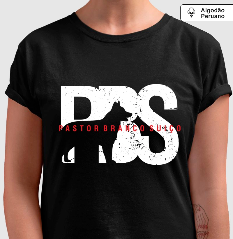 Camiseta Algodão Peruano Pastor Branco Suiço Sigla