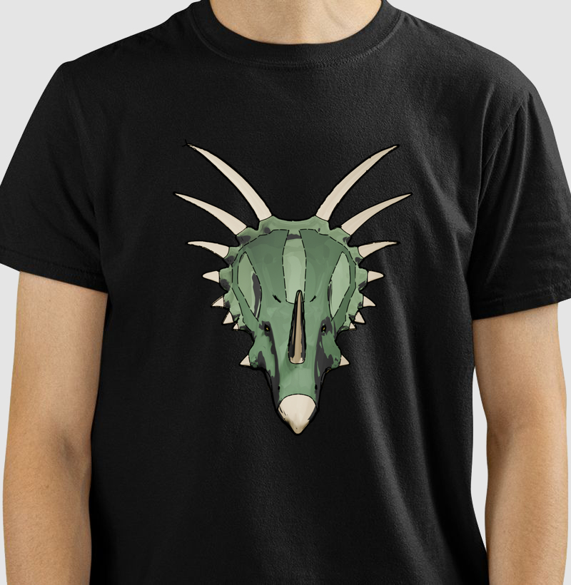 Camisa Algodão Estampada Styracosaurus Cabeçada Premium Dinoloco