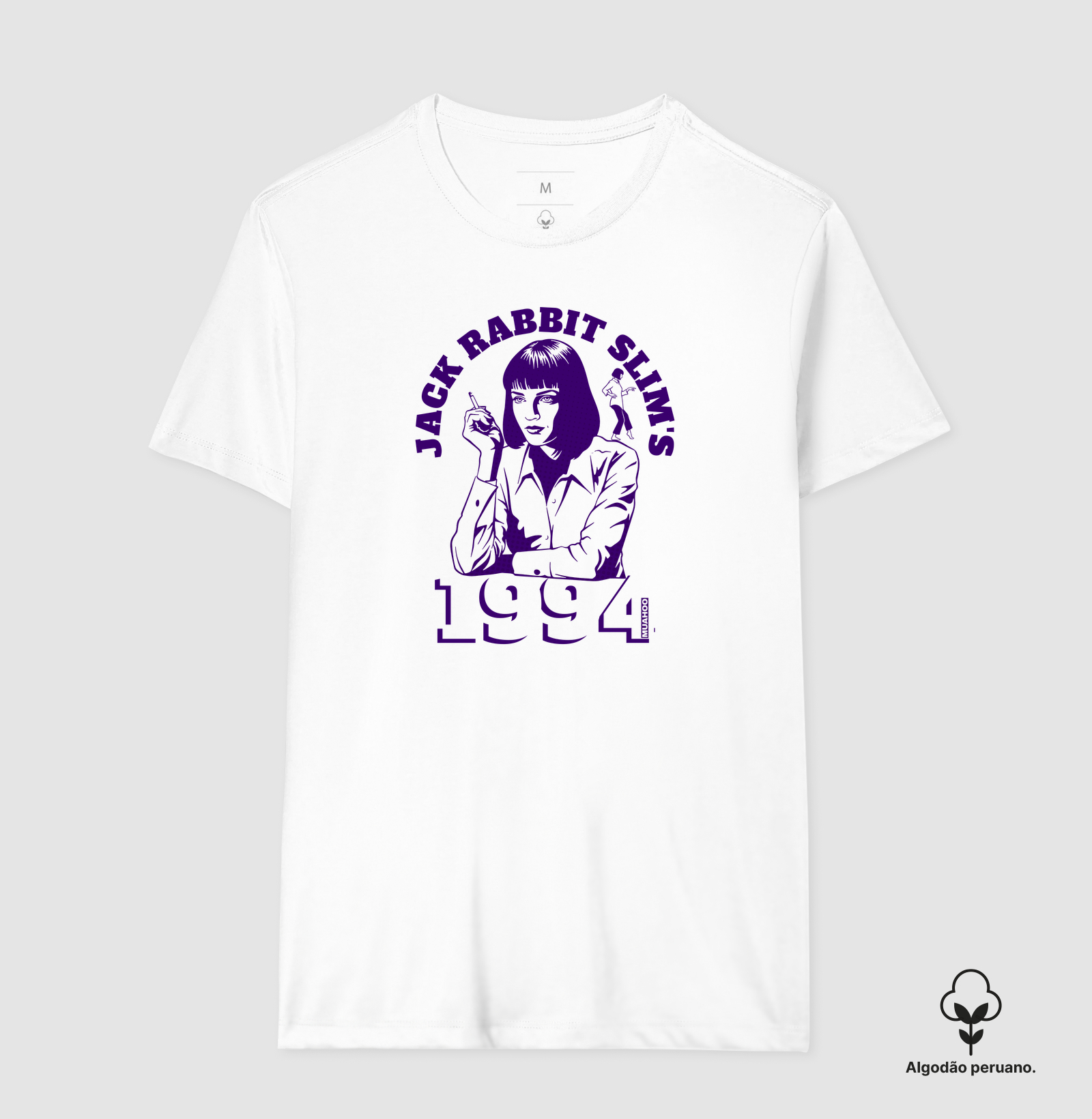 Camiseta Algodão Peruano Branca Jack Rabbit Slim's 1994 (Mia Wallace - Pulp Fiction)